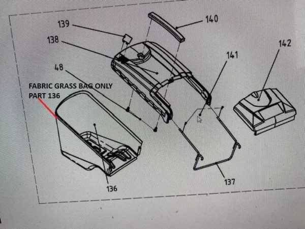 COBRA LAWNMOWER FABRIC GRASS BAG ONLY RM40C RM40SPB SPC & SPCE 25100172901
