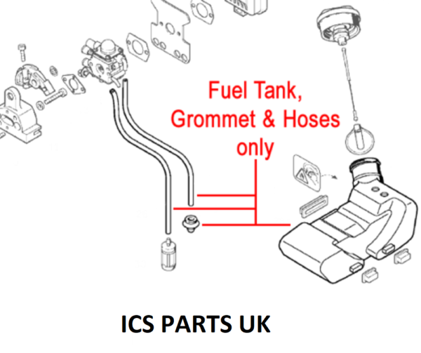 Stihl Fuel Tank + Grommet & Hoses 4137 350 0410 KM85 KM85R FS75 FS80 FS85 HL75