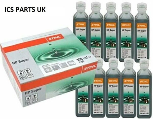 10 x 100ml GREEN STIHL HP SUPER 2 STROKE OIL 1 ONE SHOT 07813198052