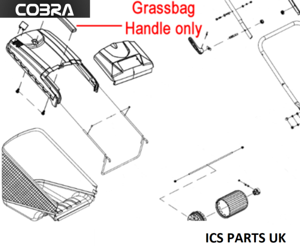 Cobra Lawnmower Grassbag Handle 25275500201 MX46 MX51 MX514 MX564 RM40 RM46