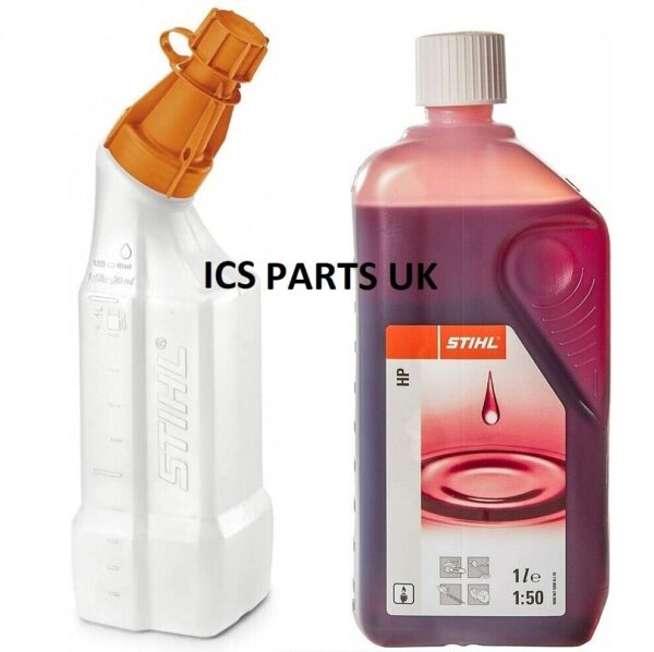 Genuine Stihl 1 lt HP Red 2 stroke 0il & 1 lt Stihl Mixing Bottle 00008819411